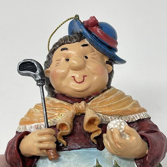 Christmas Ornament Lady Woman Golfer Grandma Fat Golf Large Landscape Granny Old - Picture 6 of 8